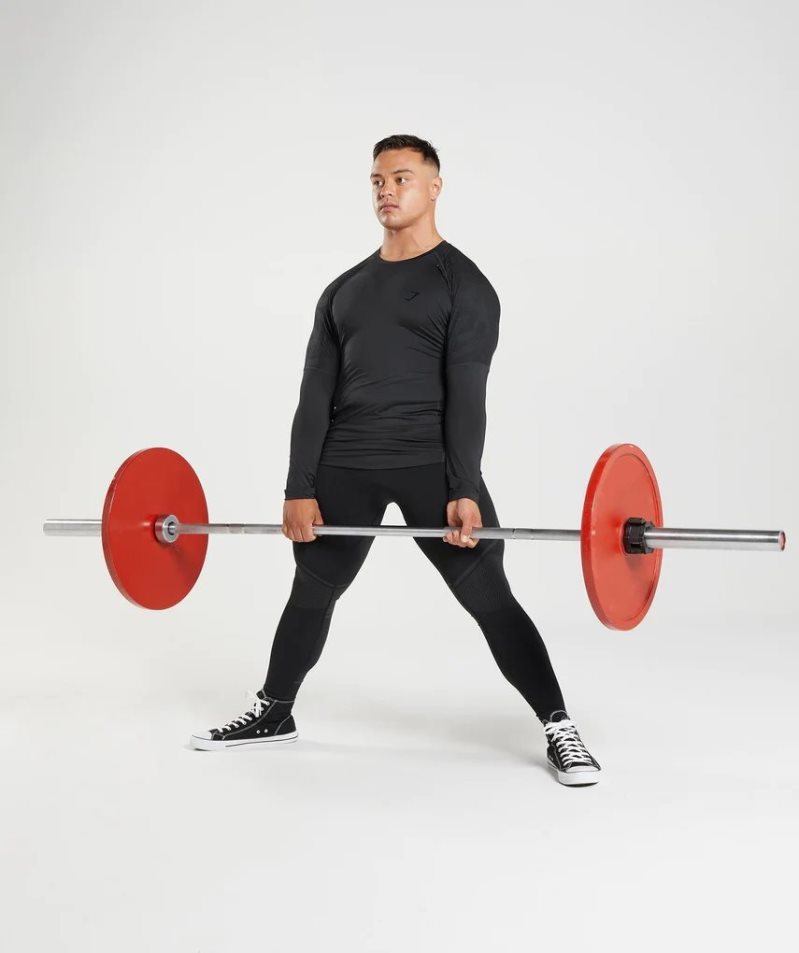 Men's Gymshark 315 Long Sleeve T-Shirts Black | CA 71N30D